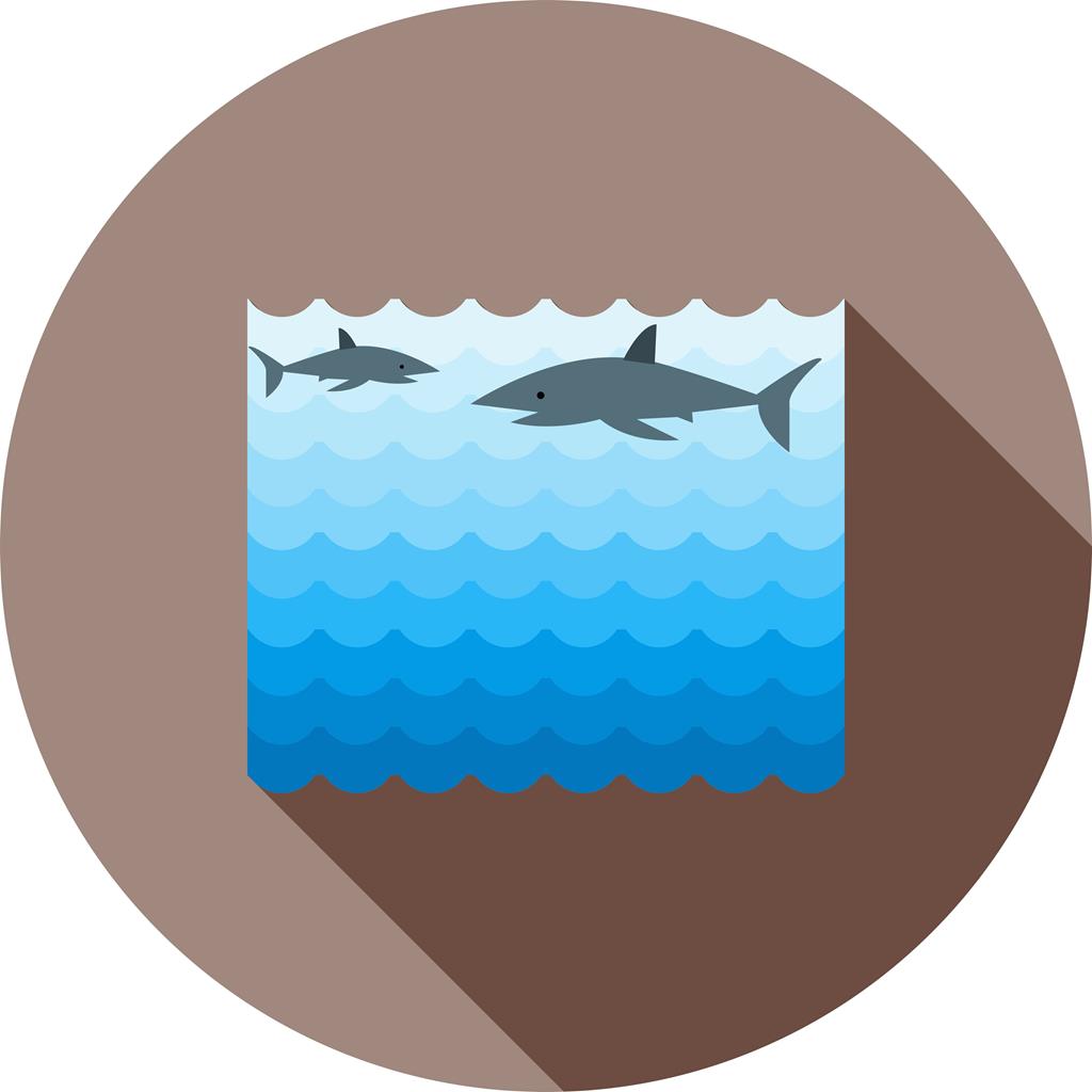 Fish Swimming in Water Flat Shadowed Icon