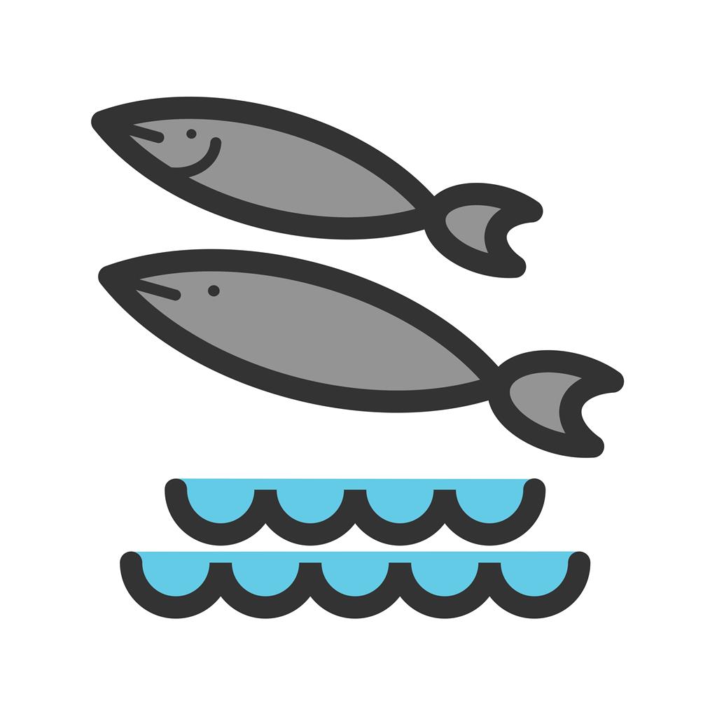 Fish Swimming in Water Line Filled Icon