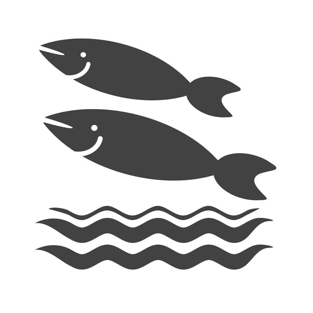 Fish Swimming in Water Glyph Icon