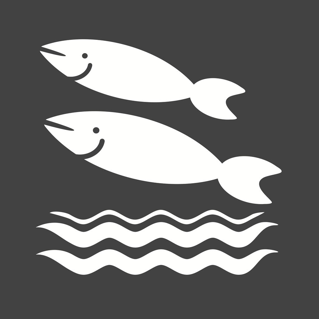 Fish Swimming in Water Glyph Inverted Icon
