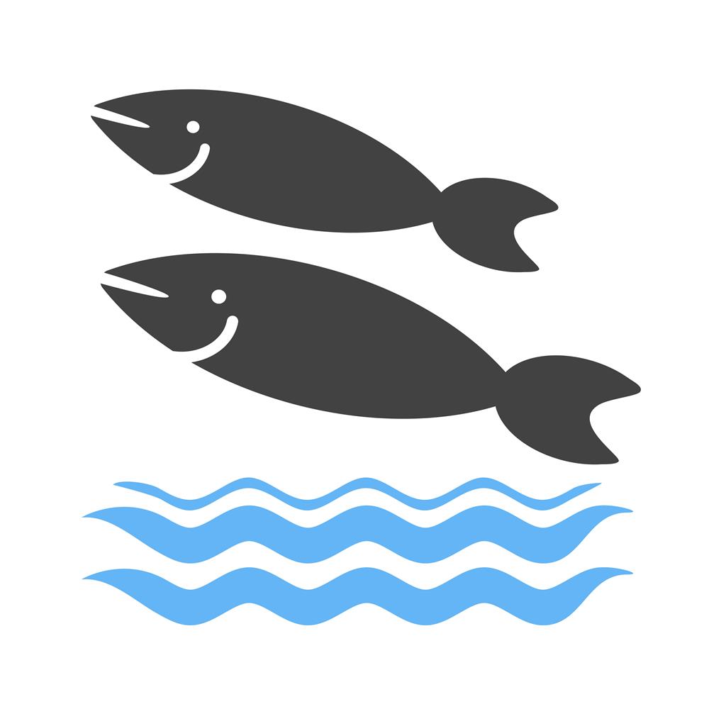 Fish Swimming in Water Blue Black Icon