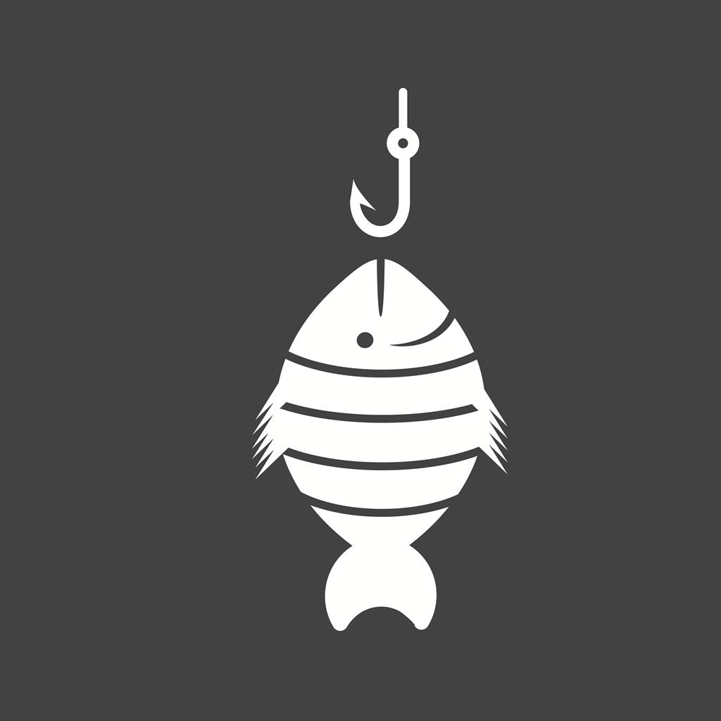 Fish Caught Glyph Inverted Icon