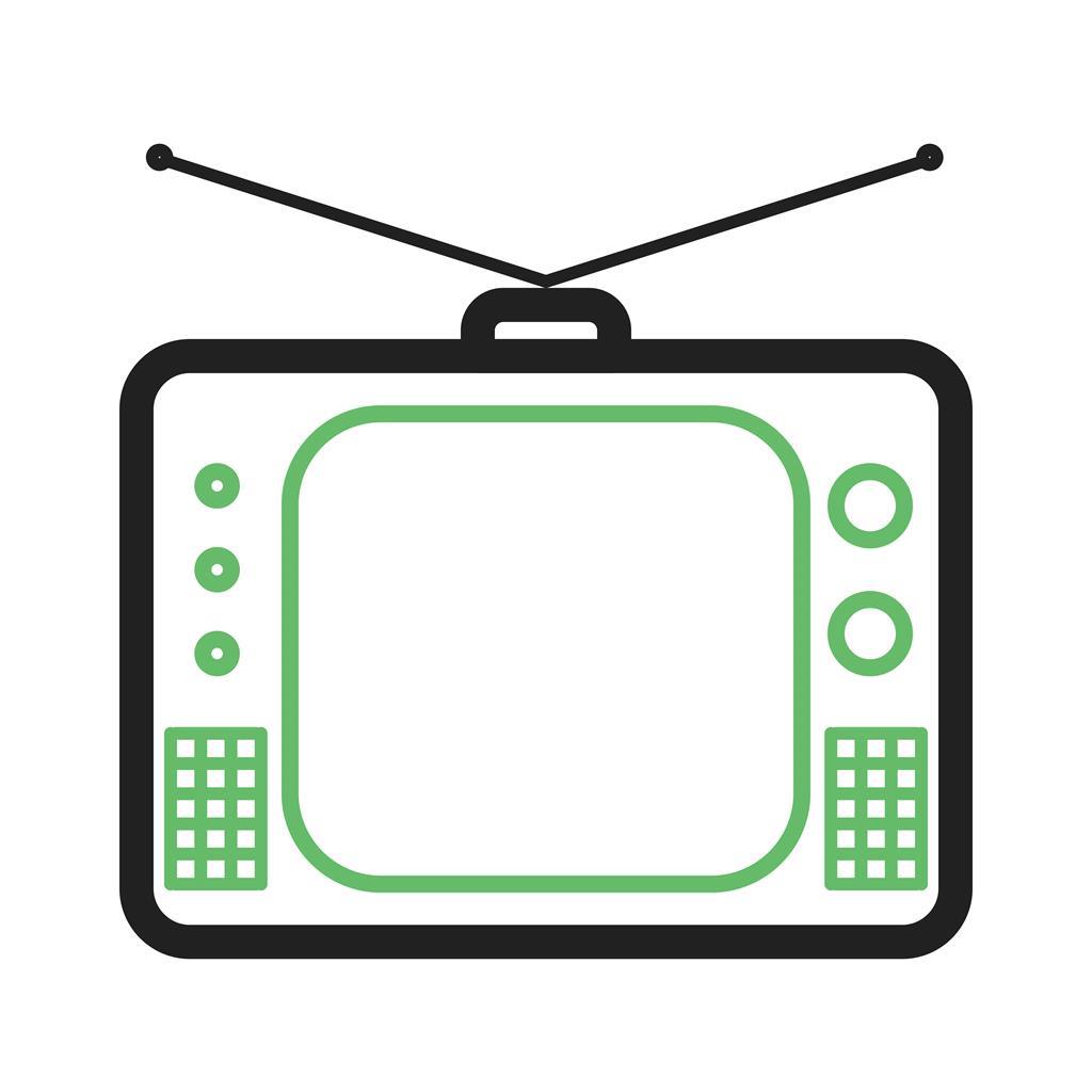 TV Set Line Green Black Icon