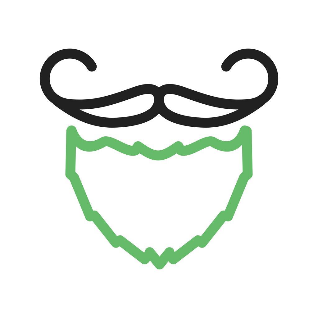 Beard and Moustache I Line Green Black Icon