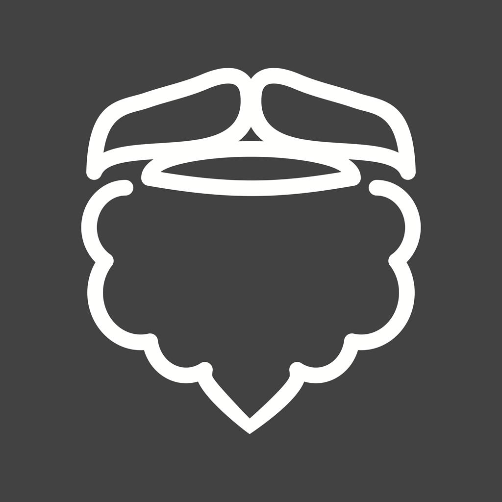 Beard and Moustache II Line Inverted Icon