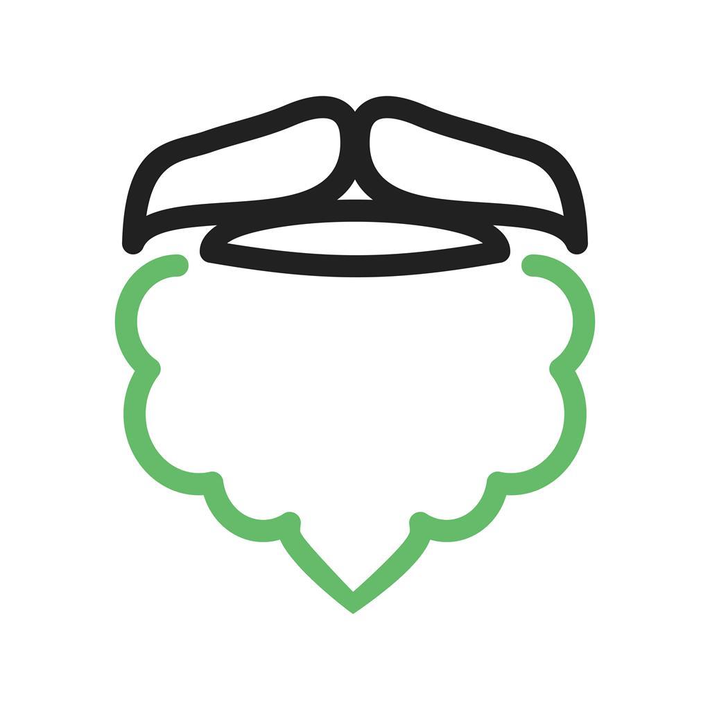 Beard and Moustache II Line Green Black Icon