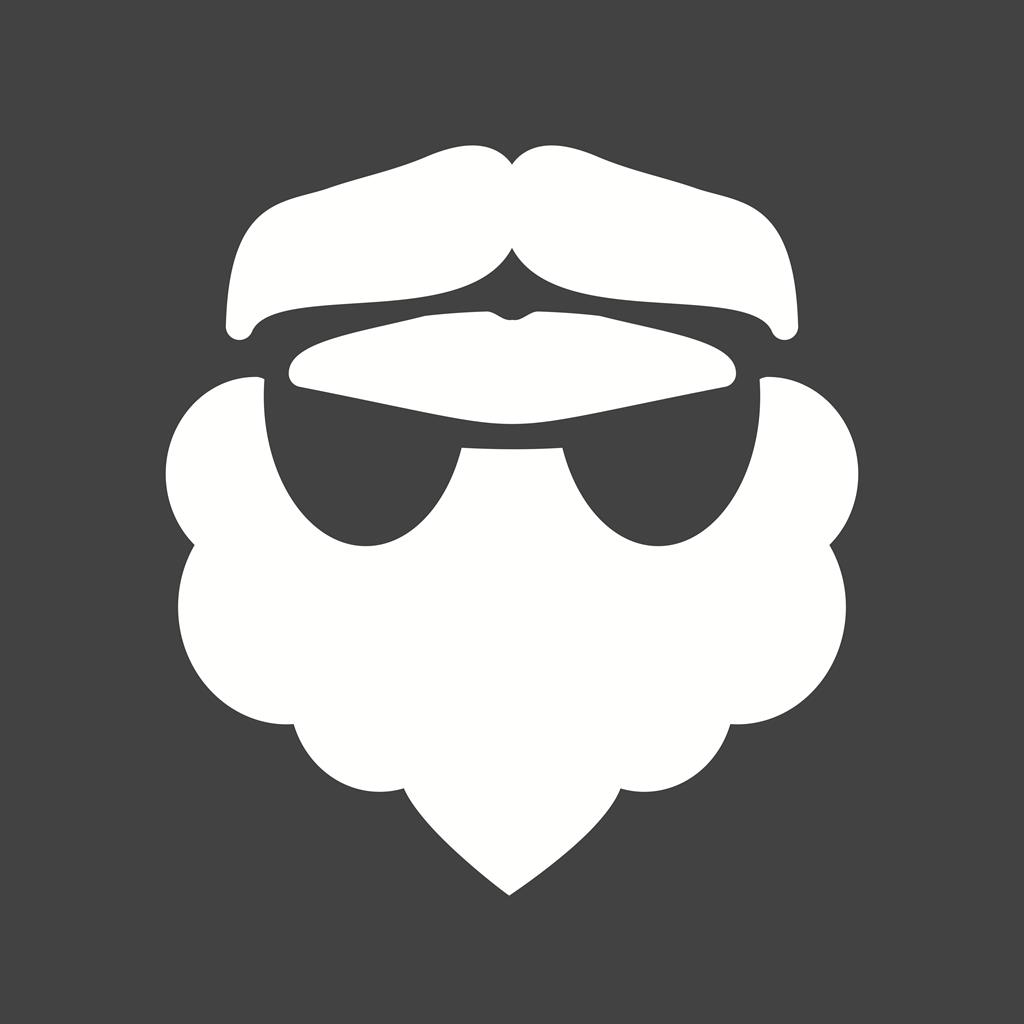 Beard and Moustache II Glyph Inverted Icon
