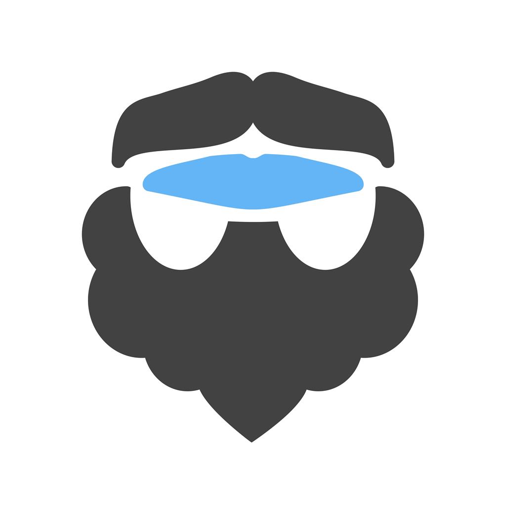 Beard and Moustache II Blue Black Icon