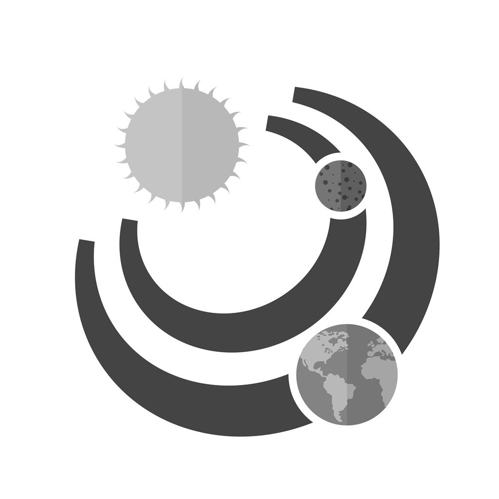 Sun and Planets Greyscale Icon