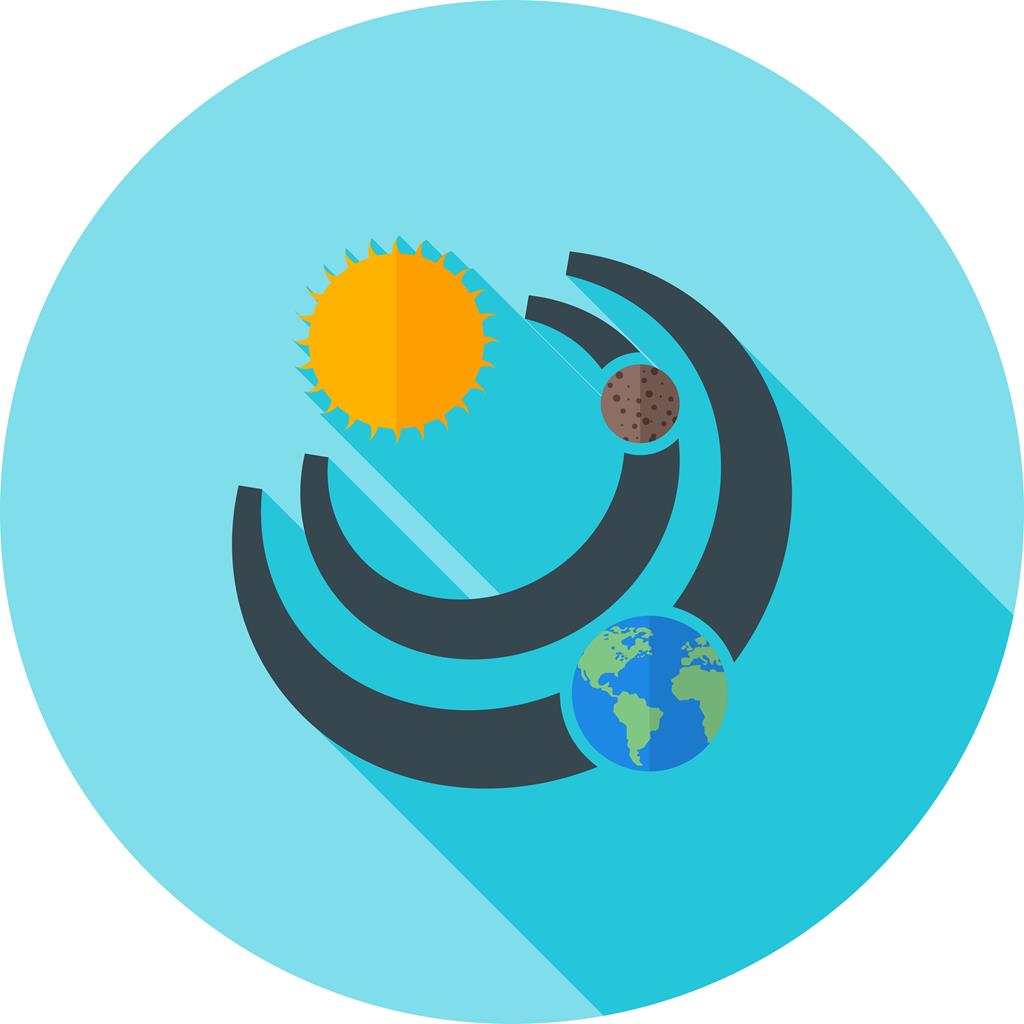 Sun and Planets Flat Shadowed Icon
