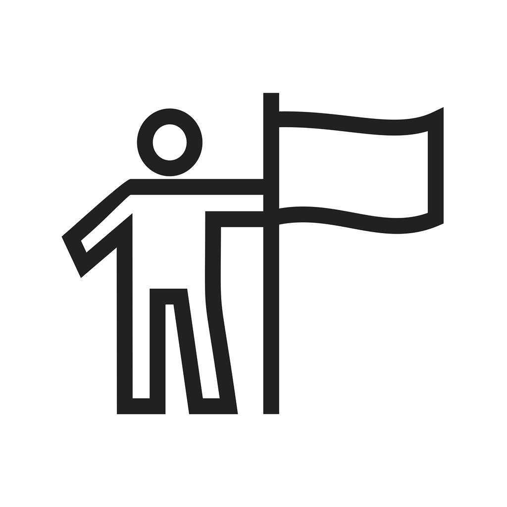 Man setting Flag Line Icon