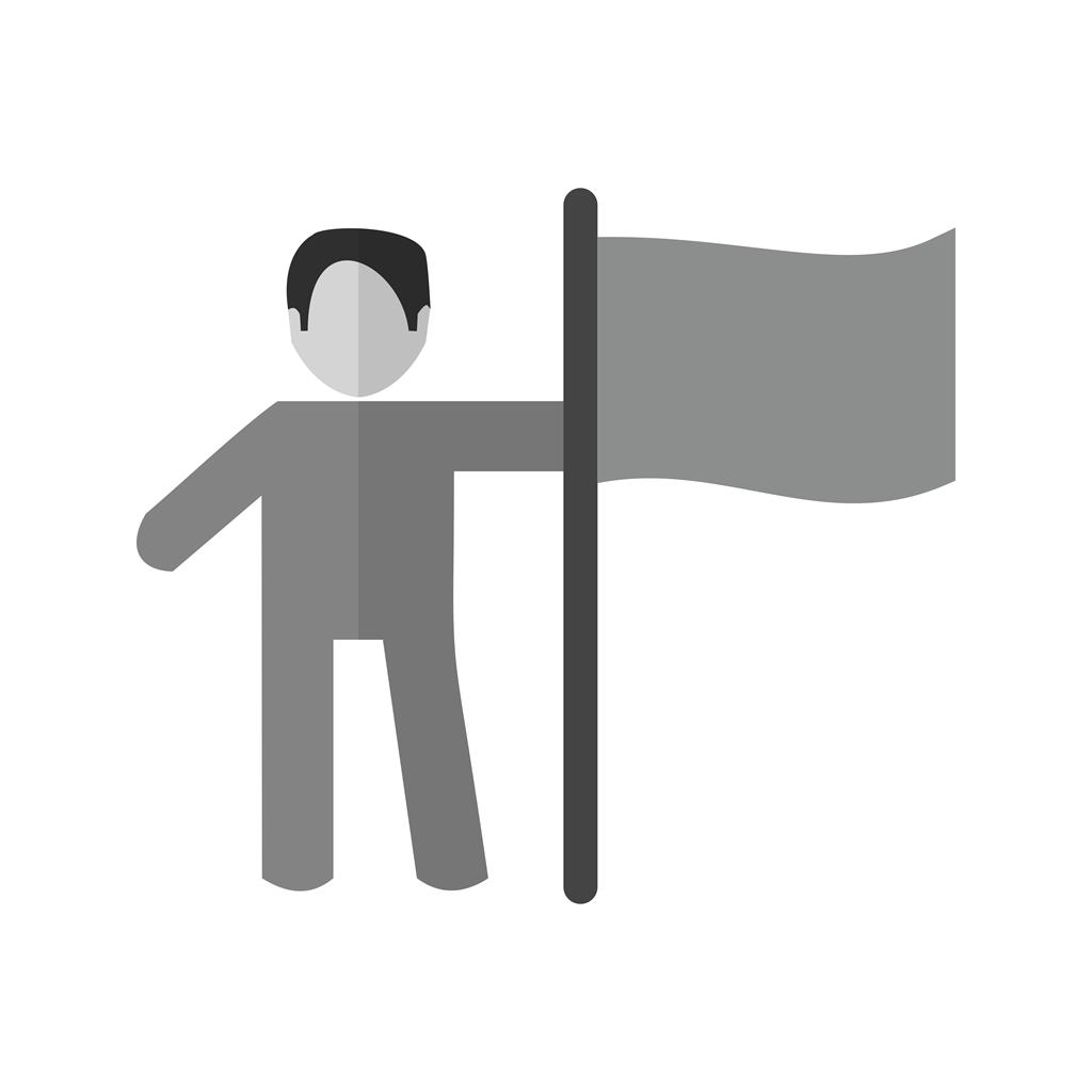Man setting Flag Greyscale Icon