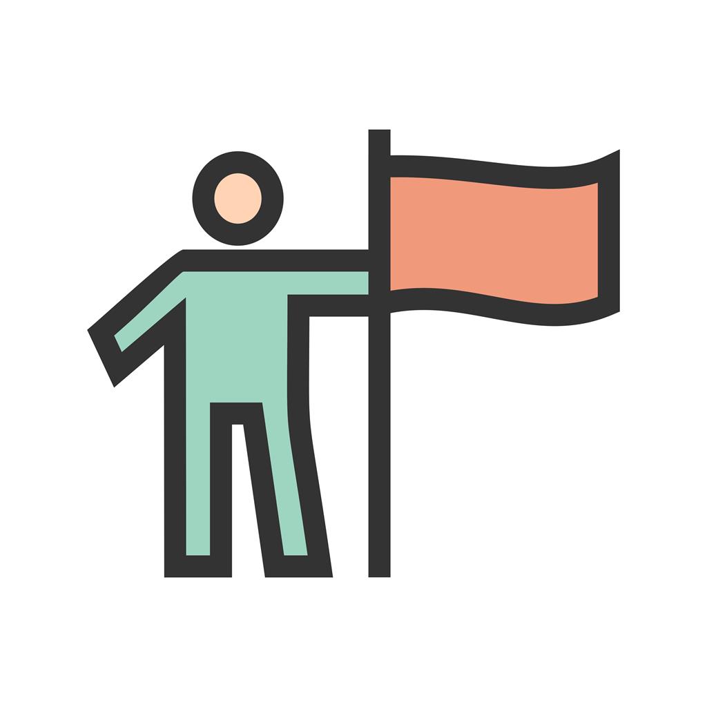 Man setting Flag Line Filled Icon