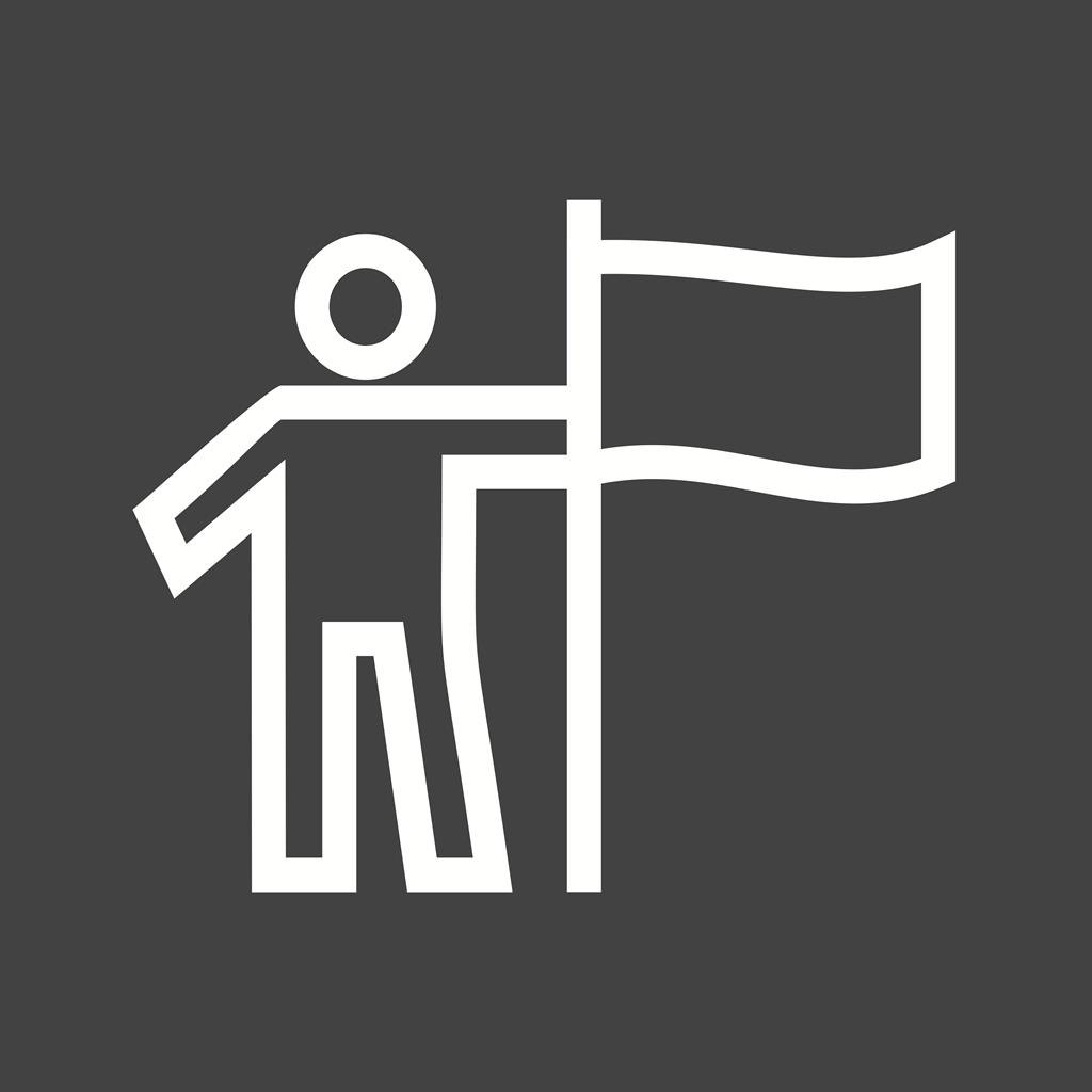 Man setting Flag Line Inverted Icon