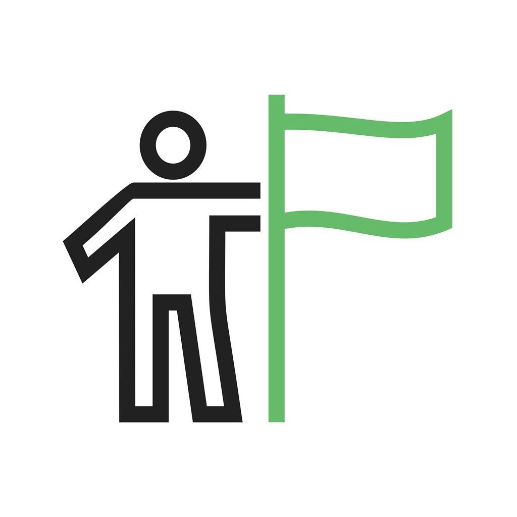 Man setting Flag Line Green Black Icon