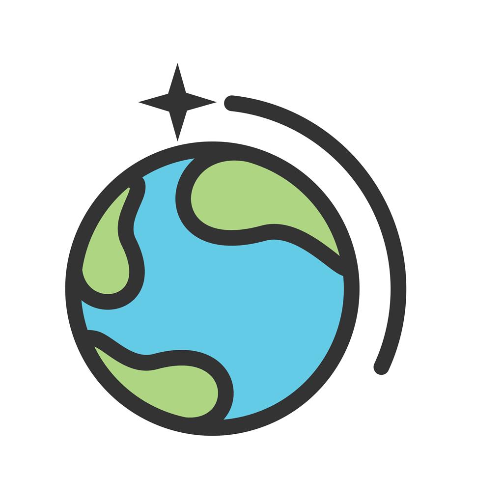 Star Orbitting Earth Line Filled Icon