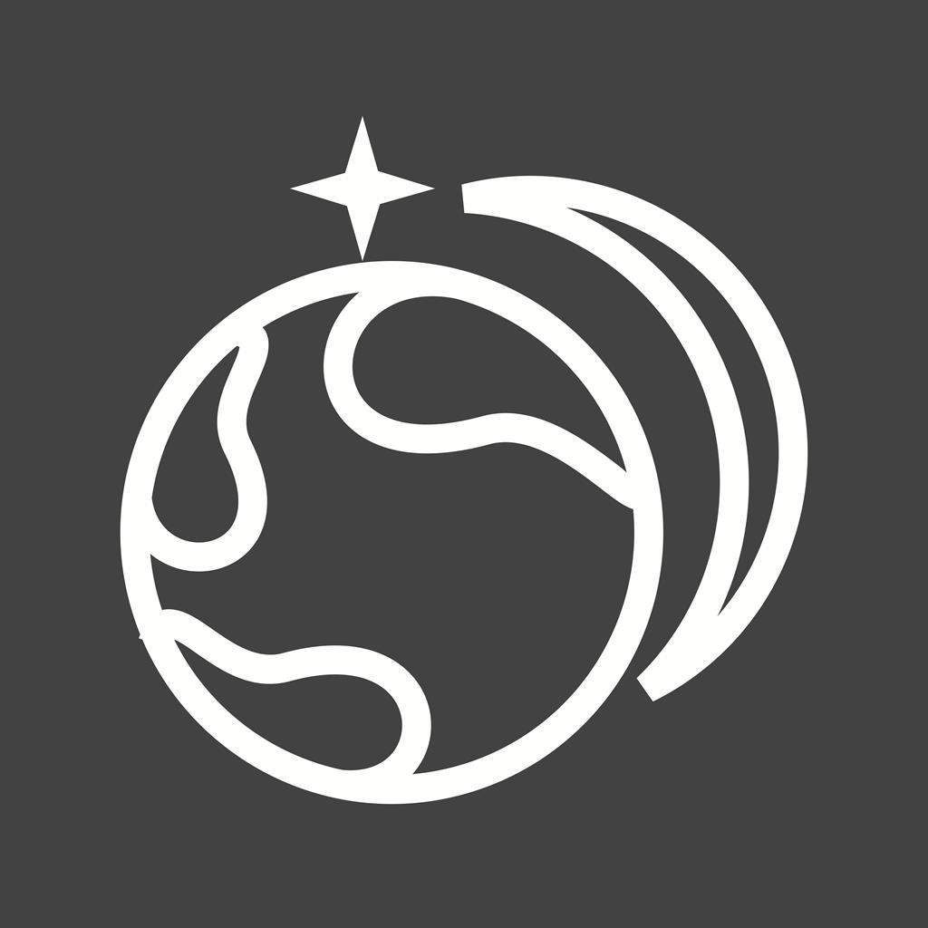 Star Orbitting Earth Line Inverted Icon