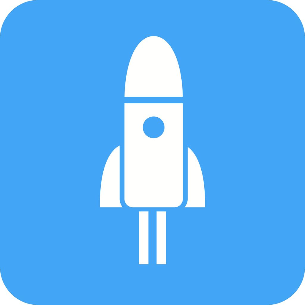 Space Rocket Flat Round Corner Icon