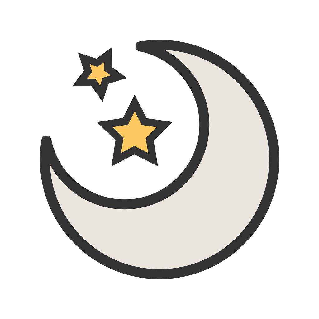 Moon and Stars Line Filled Icon