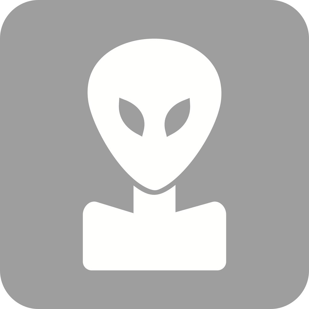 Alien Face Flat Round Corner Icon