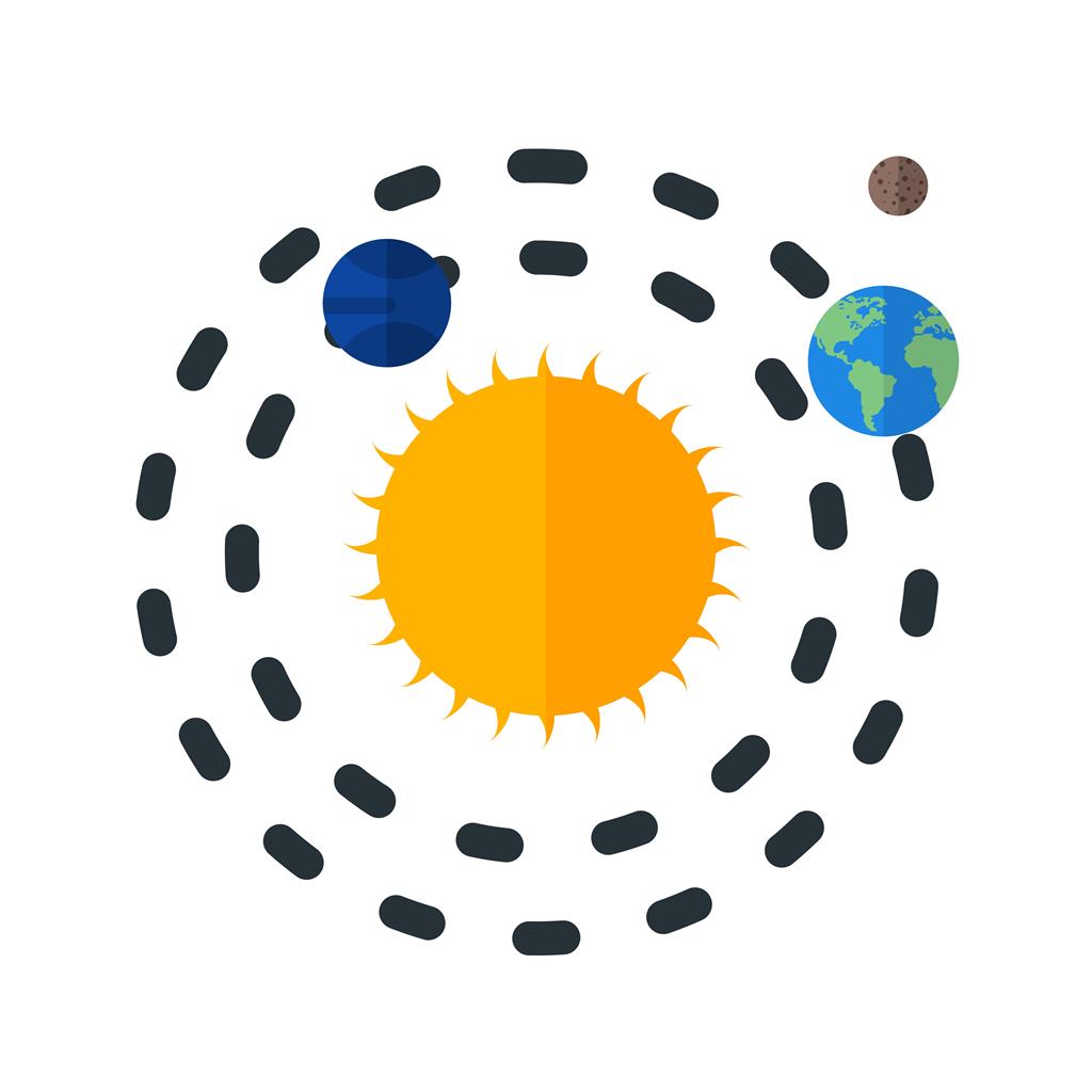 Planets Orbitting Sun Flat Multicolor Icon