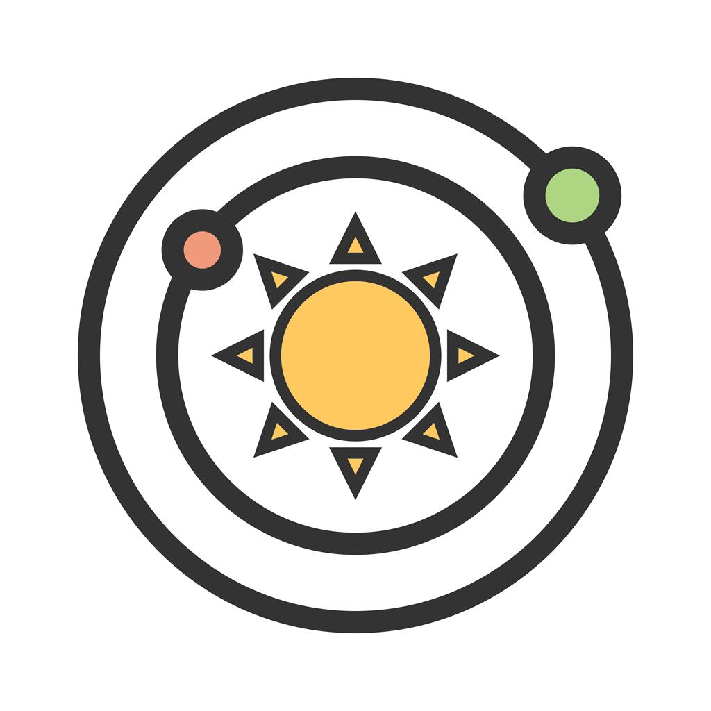 Planets Orbitting Sun Line Filled Icon
