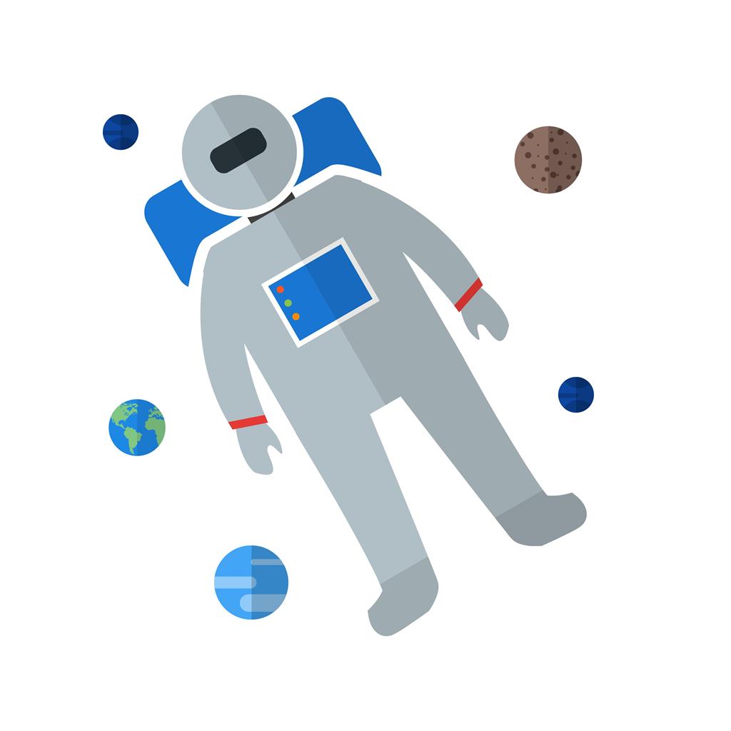 Space Man II Flat Multicolor Icon
