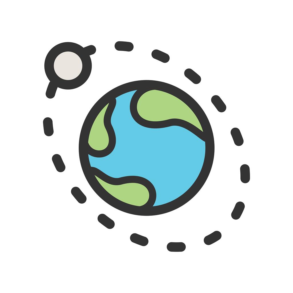 Moons Orbiitting Earth Line Filled Icon