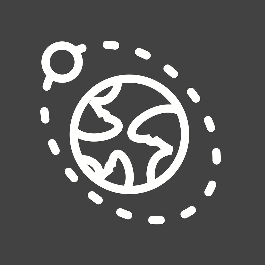 Moons Orbiitting Earth Line Inverted Icon
