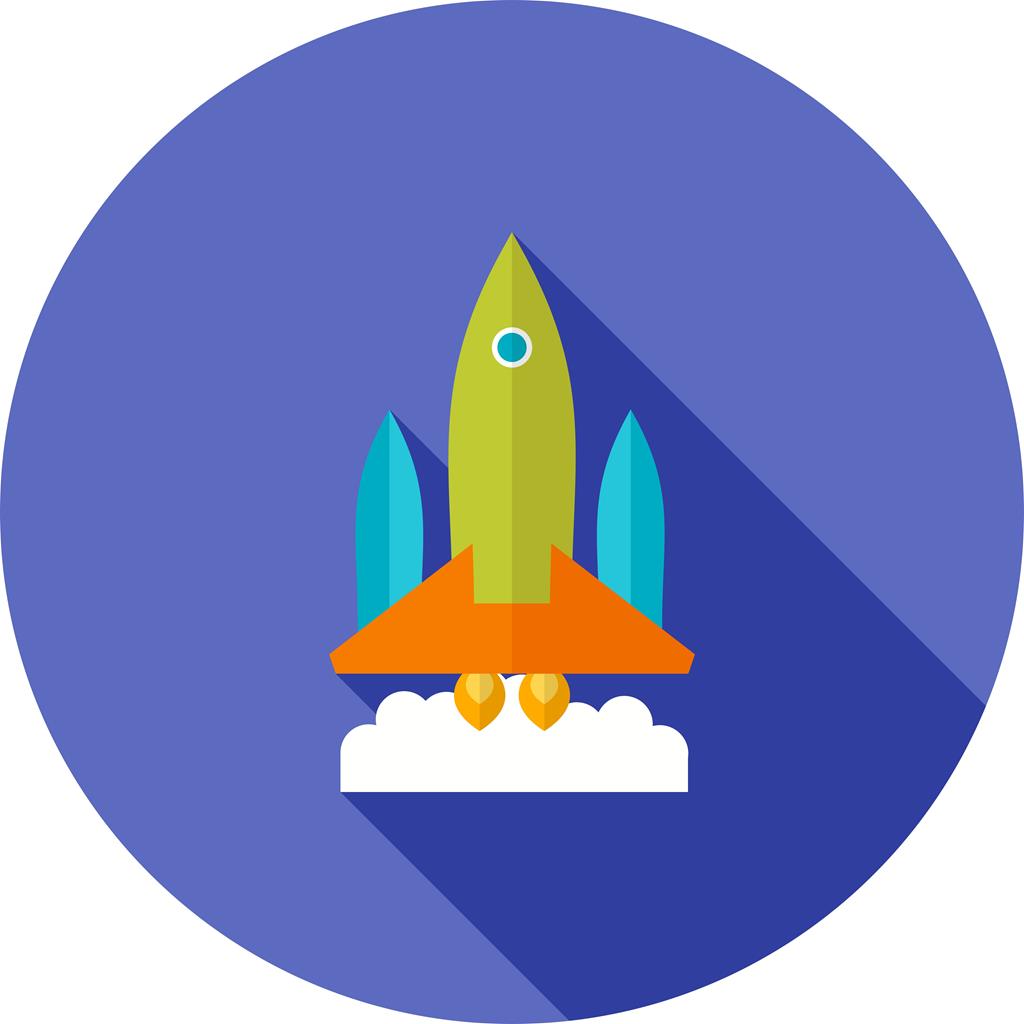 Rocket Launched Flat Shadowed Icon