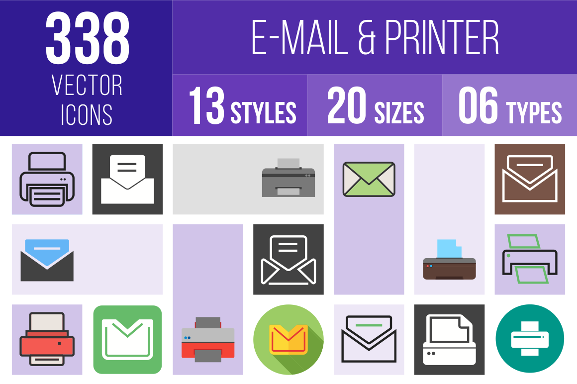 Email & Printers Icons Bundle - Overview - IconBunny