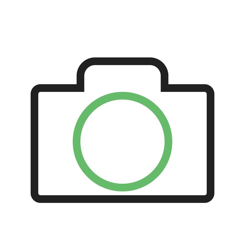 Camera II Line Green Black Icon - IconBunny