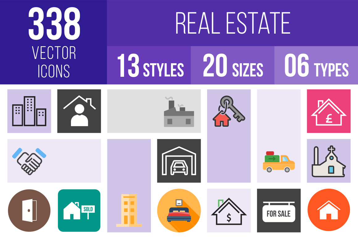 Real Estate Icons Bundle - Overview - IconBunny