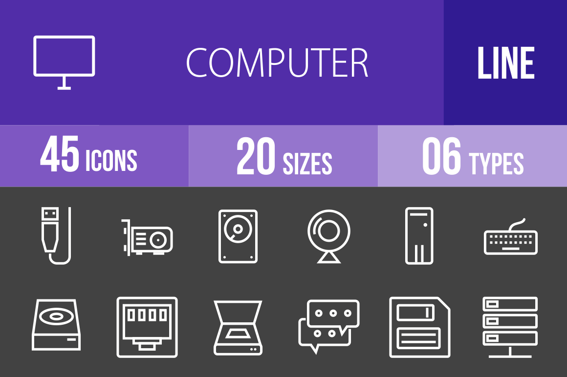 45 Computer & Hardware Line Inverted Icons - Overview - IconBunny