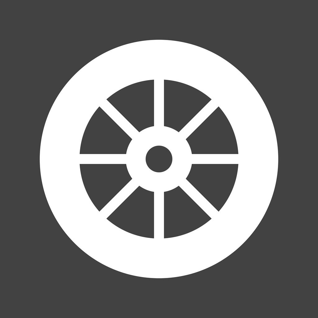 Wheel Glyph Inverted Icon - IconBunny
