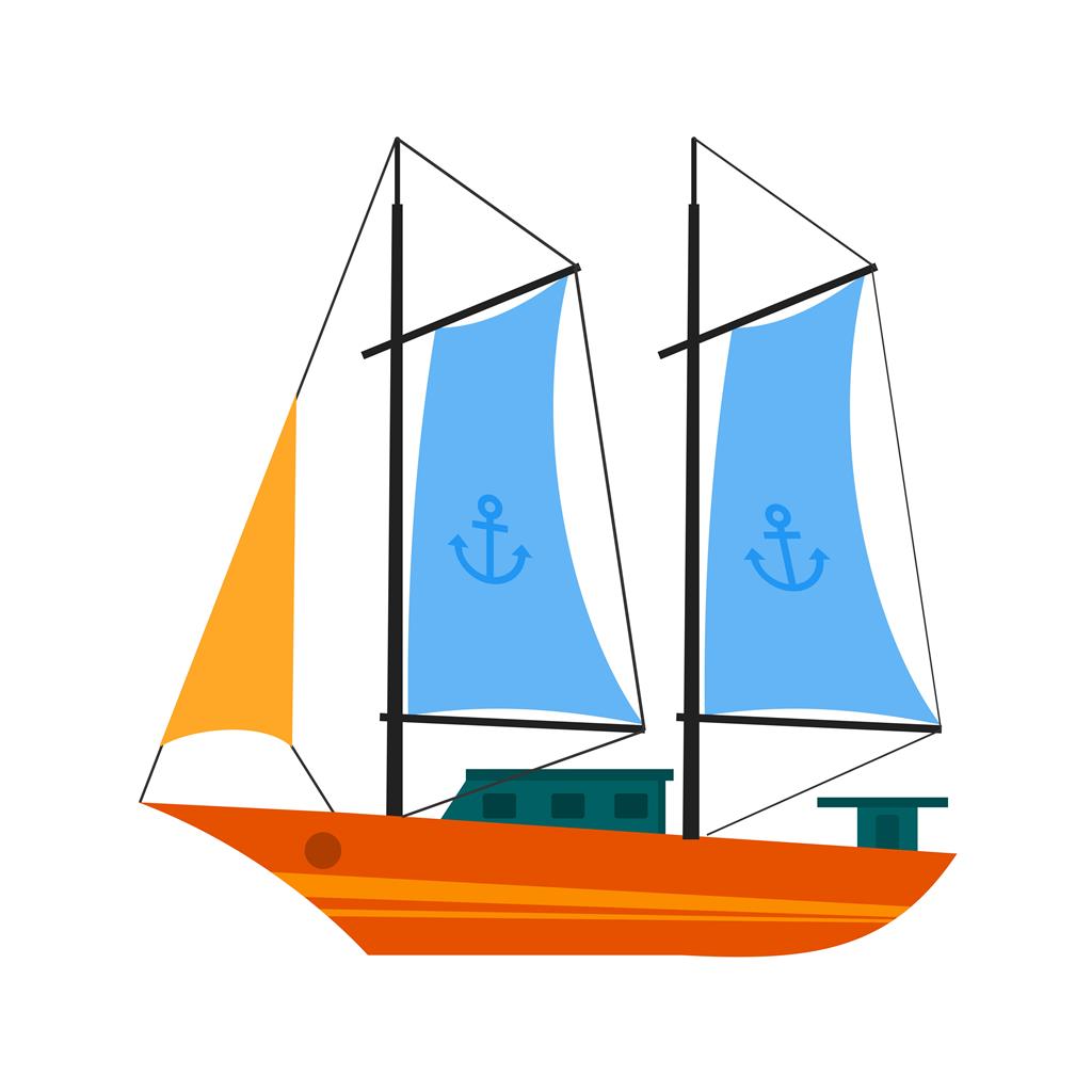 Ship Flat Multicolor Icon - IconBunny