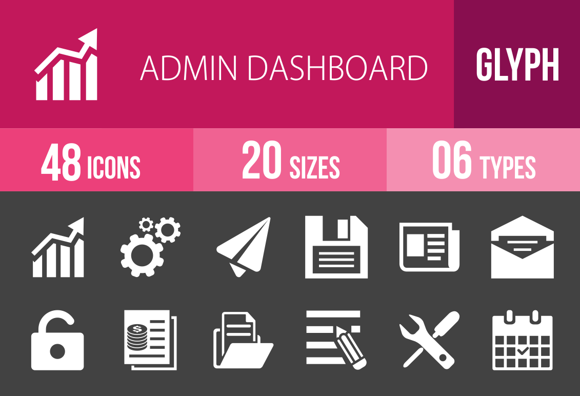 48 Admin Dashboard Glyph Inverted Icons - Overview - IconBunny