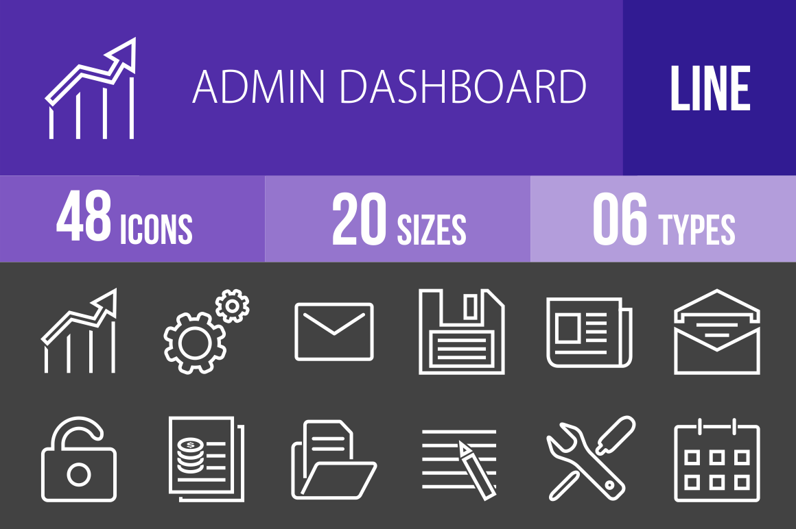 48 Admin Dashboard Line Inverted Icons - Overview - IconBunny