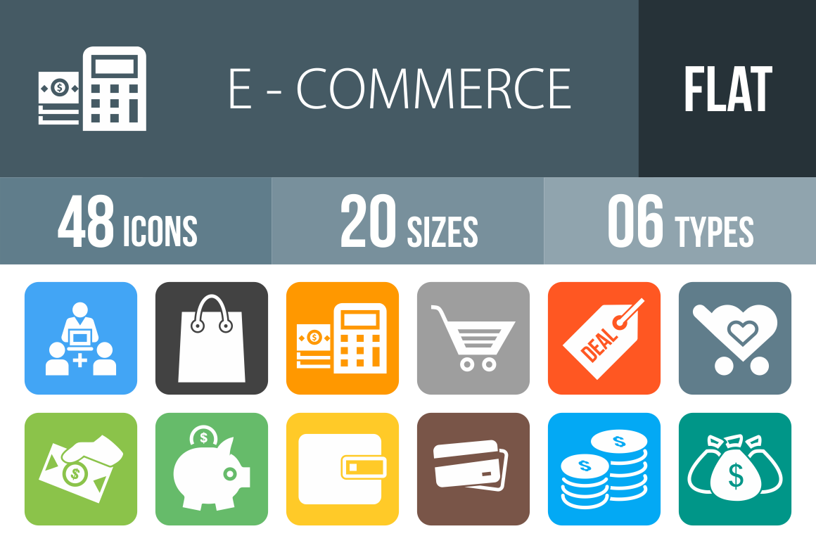 48 E-Commerce Flat Round Corner Icons - Overview - IconBunny