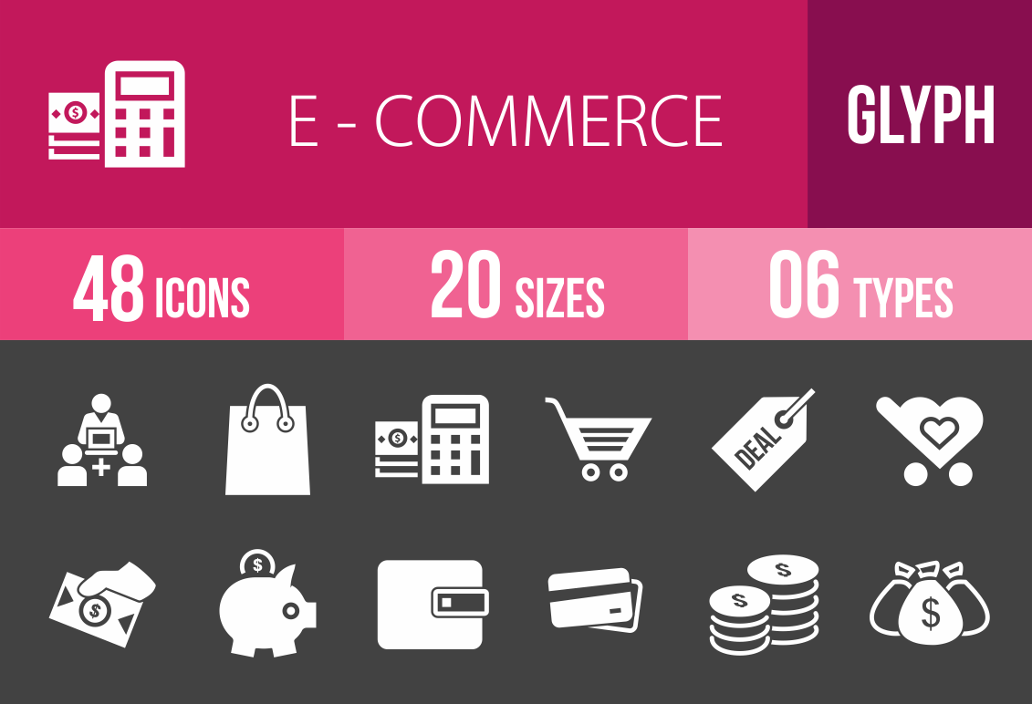 48 E-Commerce Glyph Inverted Icons - Overview - IconBunny