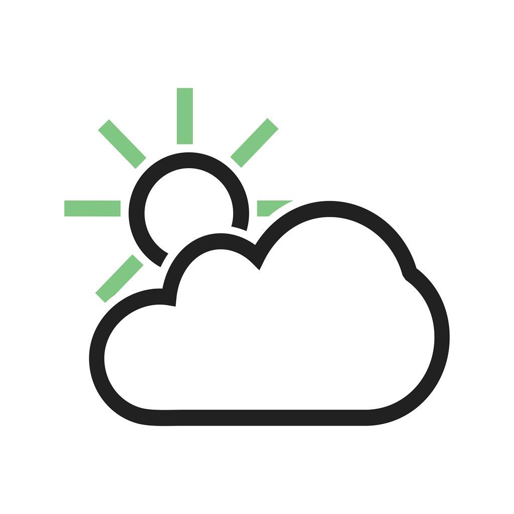 Partly Cloudy I Line Green Black Icon - IconBunny