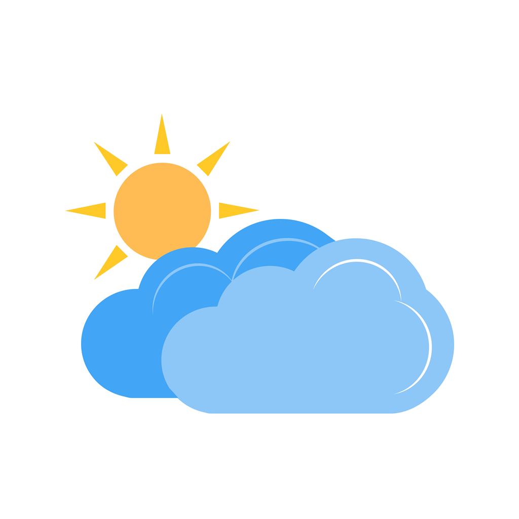 Partly Cloudy II Flat Multicolor Icon - IconBunny