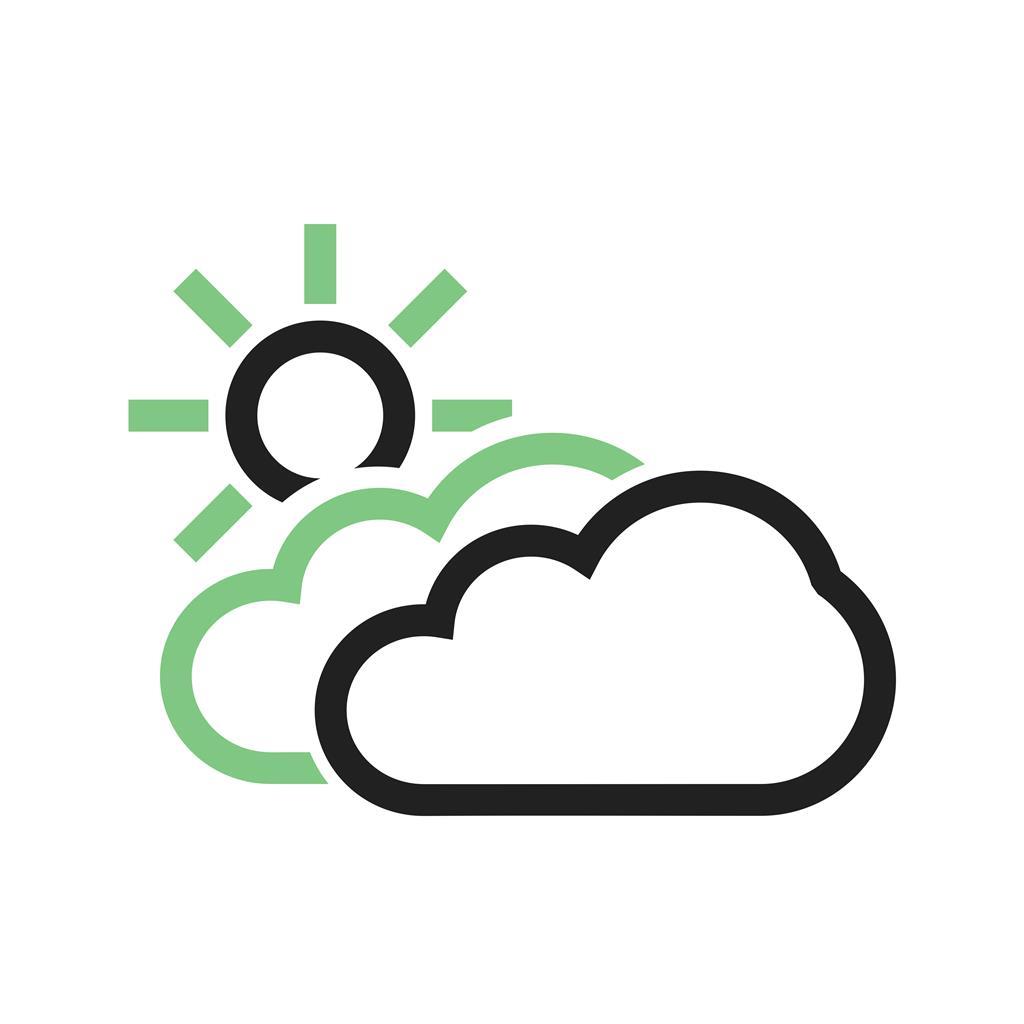 Partly Cloudy II Line Green Black Icon - IconBunny