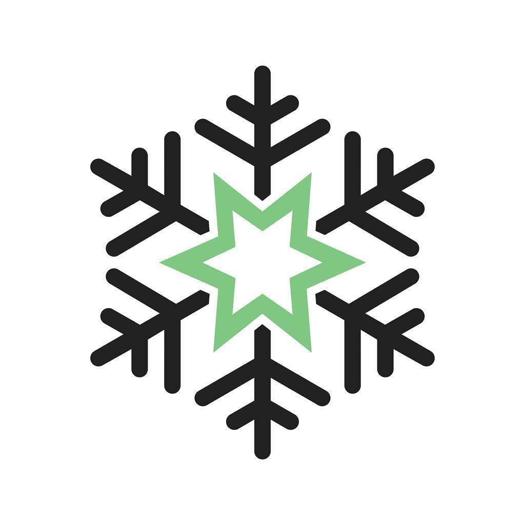 Snowflake Line Green Black Icon - IconBunny