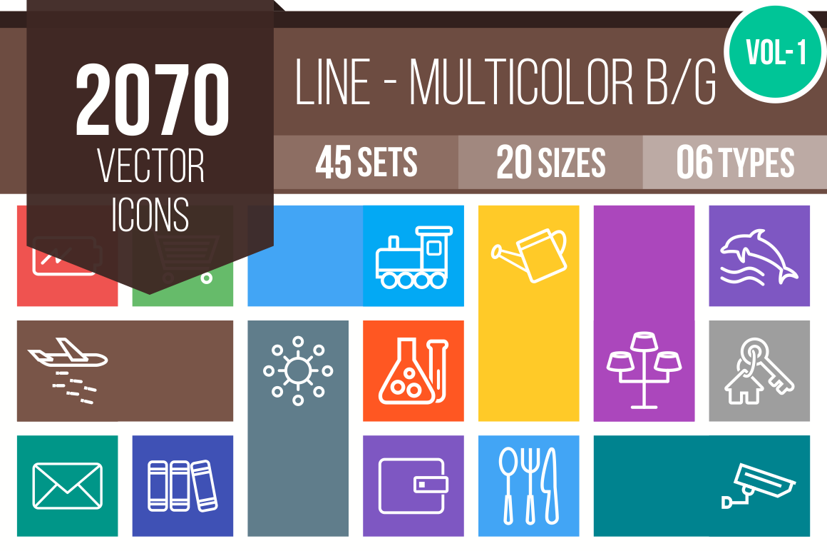 2070 Line Multicolor B/G Icons Bundle - Overview - IconBunny