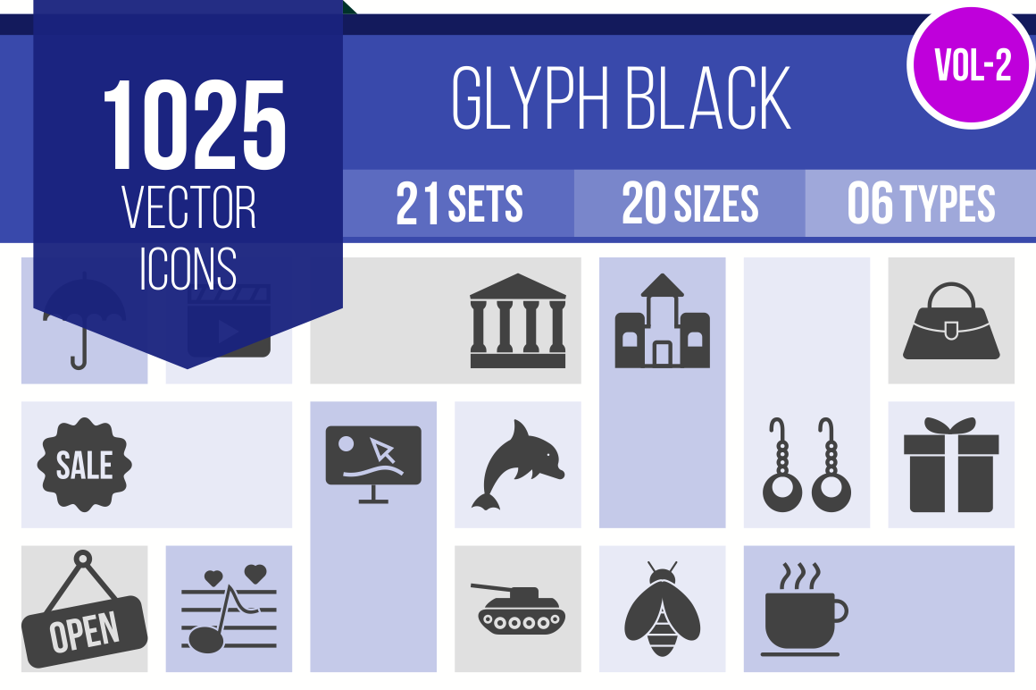 1025 Glyph Icons Bundle - Overview - IconBunny