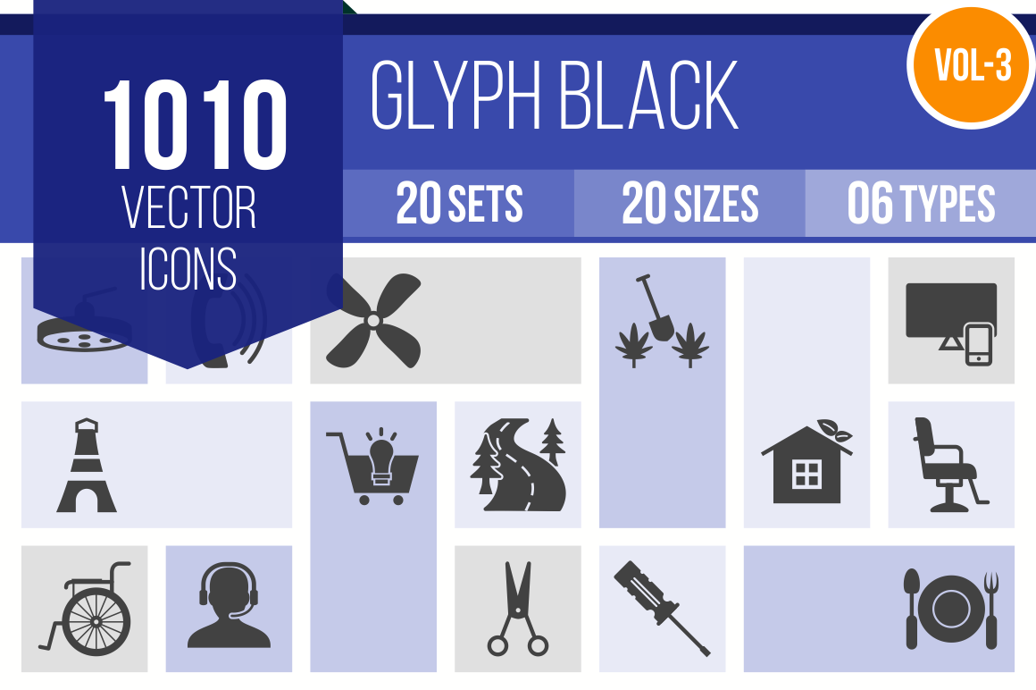 1010 Glyph Icons Bundle - Overview - IconBunny