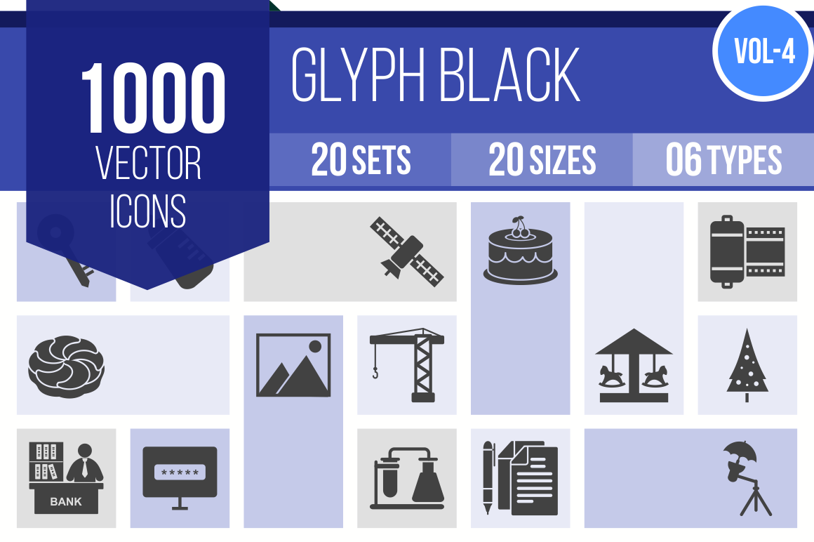 1000 Glyph Icons Bundle - Overview - IconBunny