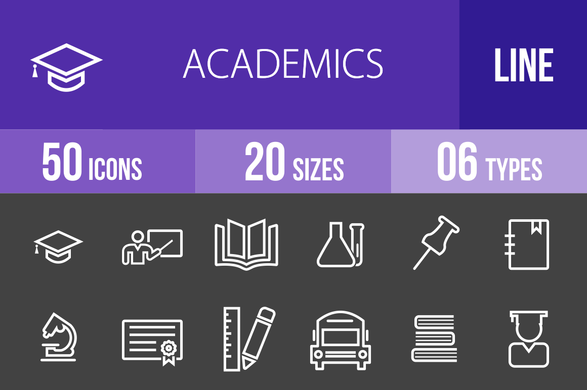 50 Academics Line Inverted Icons - Overview - IconBunny