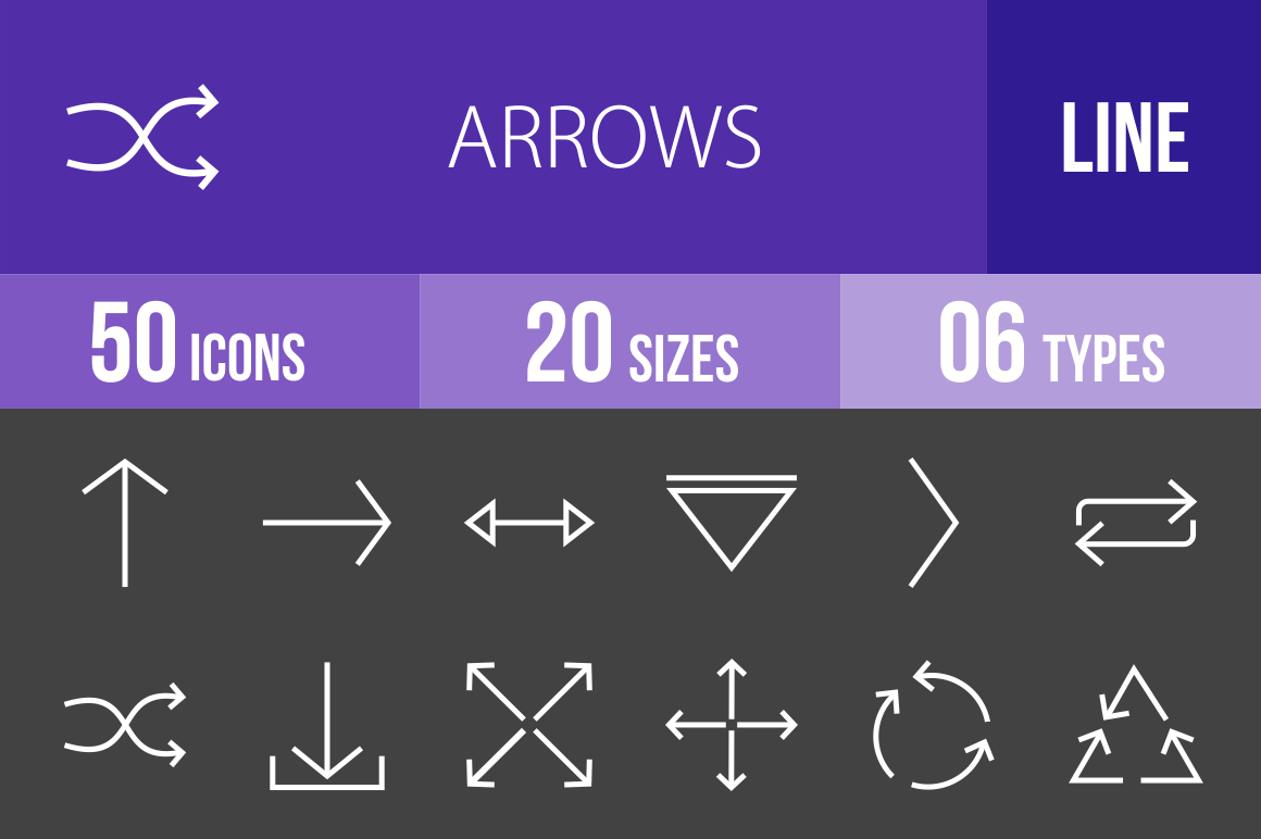 50 Arrows Line Inverted Icons - Overview - IconBunny